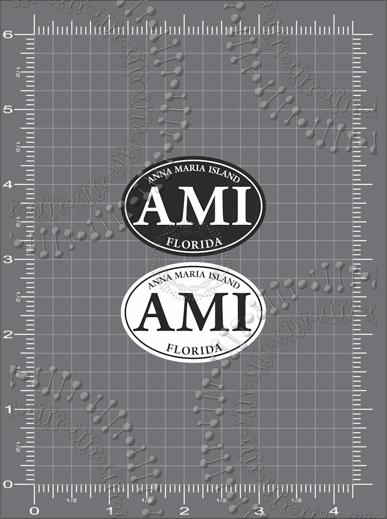 Anna Maria Island, FL - Mini Black and White AMI Decal