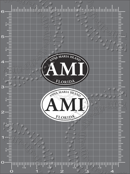 Anna Maria Island, FL - Mini Black and White AMI Decal