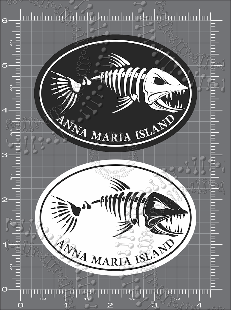 Anna Maria Island, FL - Mini Oval Fishbonz Decal