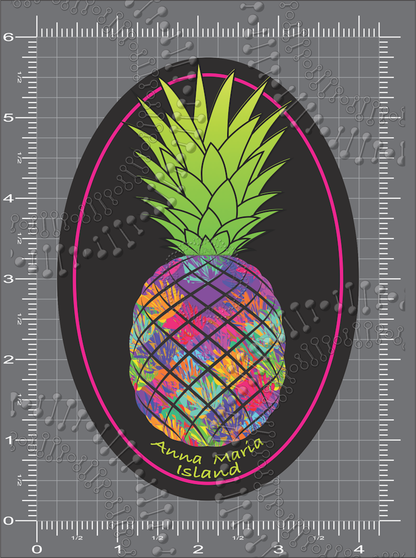 Anna Maria Island, FL - Oval Pineapple Decal