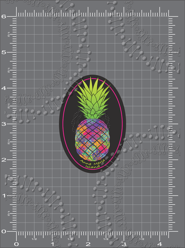 Anna Maria Island, FL - Oval Pineapple Decal