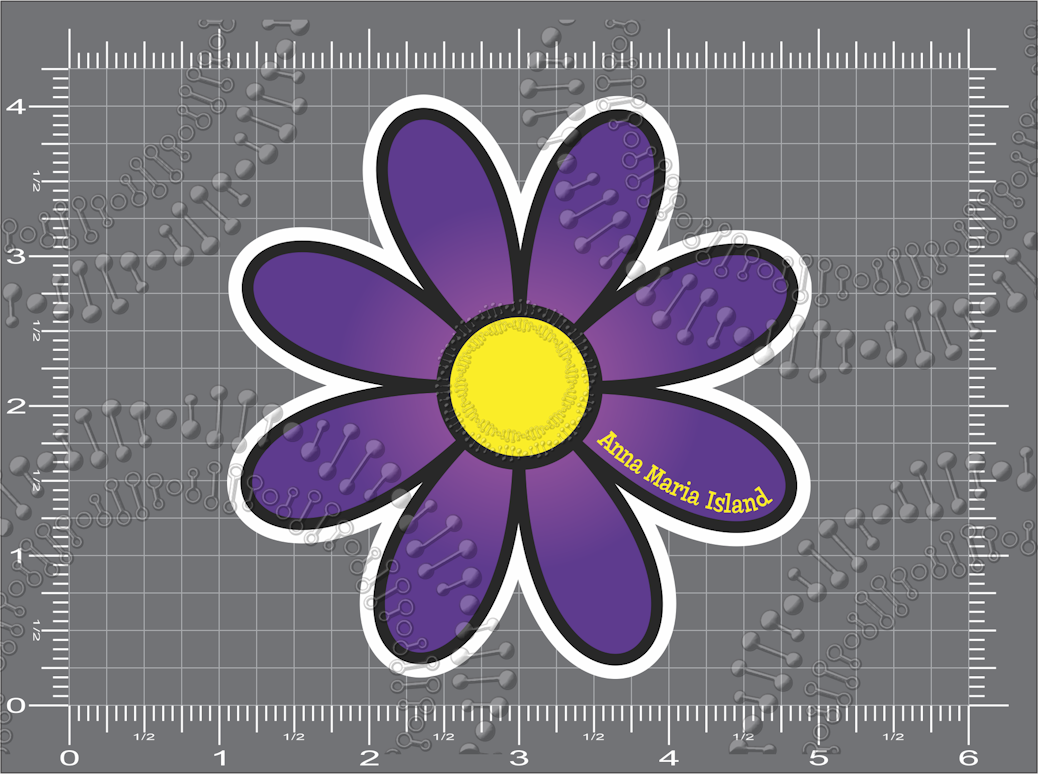 Anna Maria Island, FL - Purple Daisy Decal