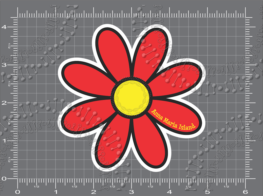 Anna Maria Island, FL - Red Daisy Decal