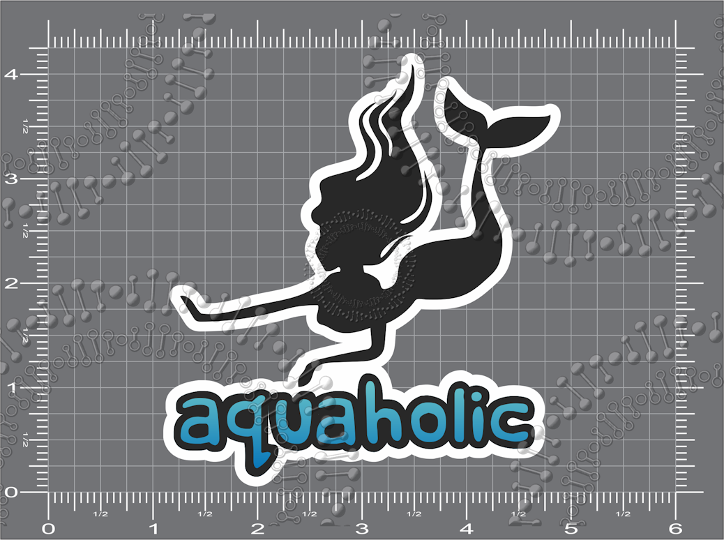 Aquaholic Black Decal