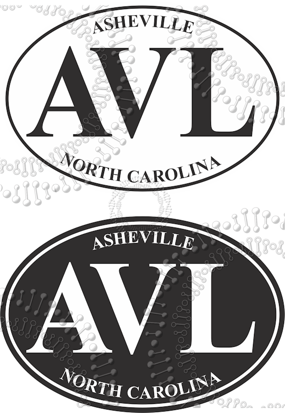 Asheville, NC - AVL Black and White Decal