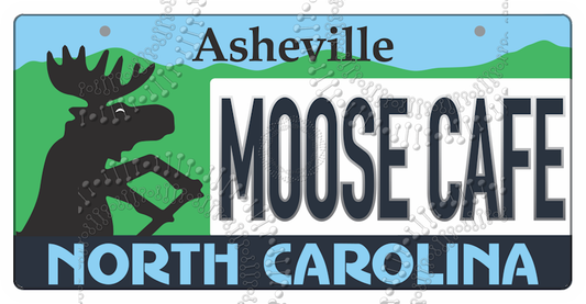 Asheville, NC - Moose Cafe License Plate Decal