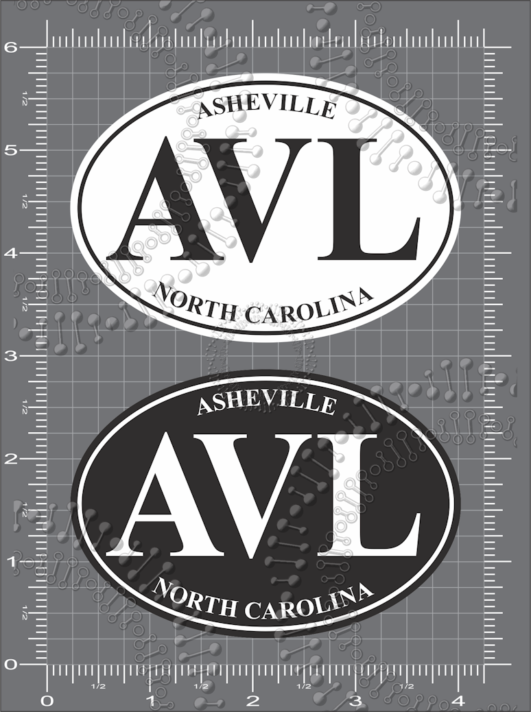 Asheville, NC - AVL Black and White Decal