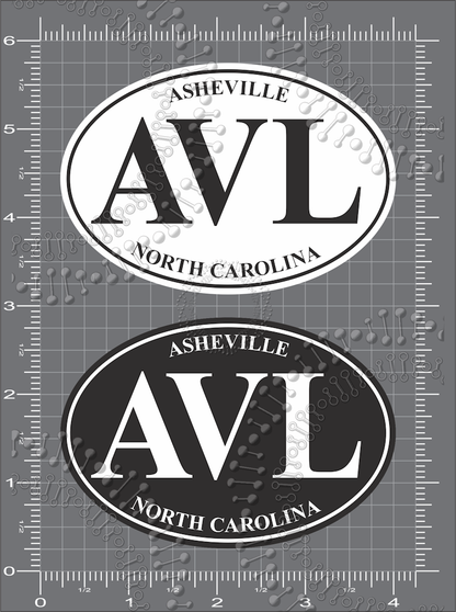 Asheville, NC - AVL Black and White Decal