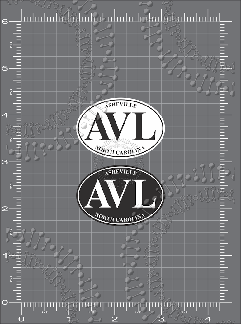 Asheville, NC - AVL Black and White Decal