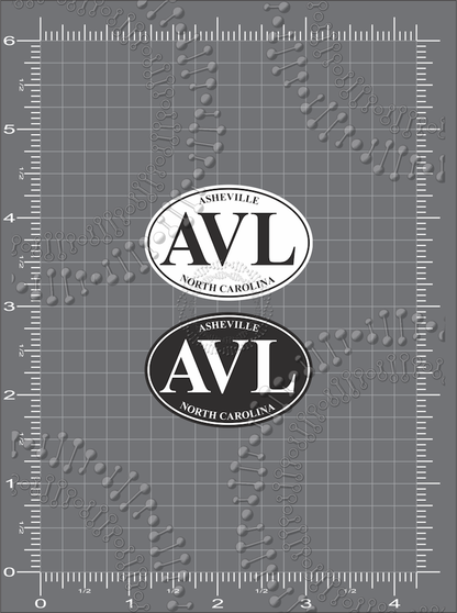 Asheville, NC - AVL Black and White Decal