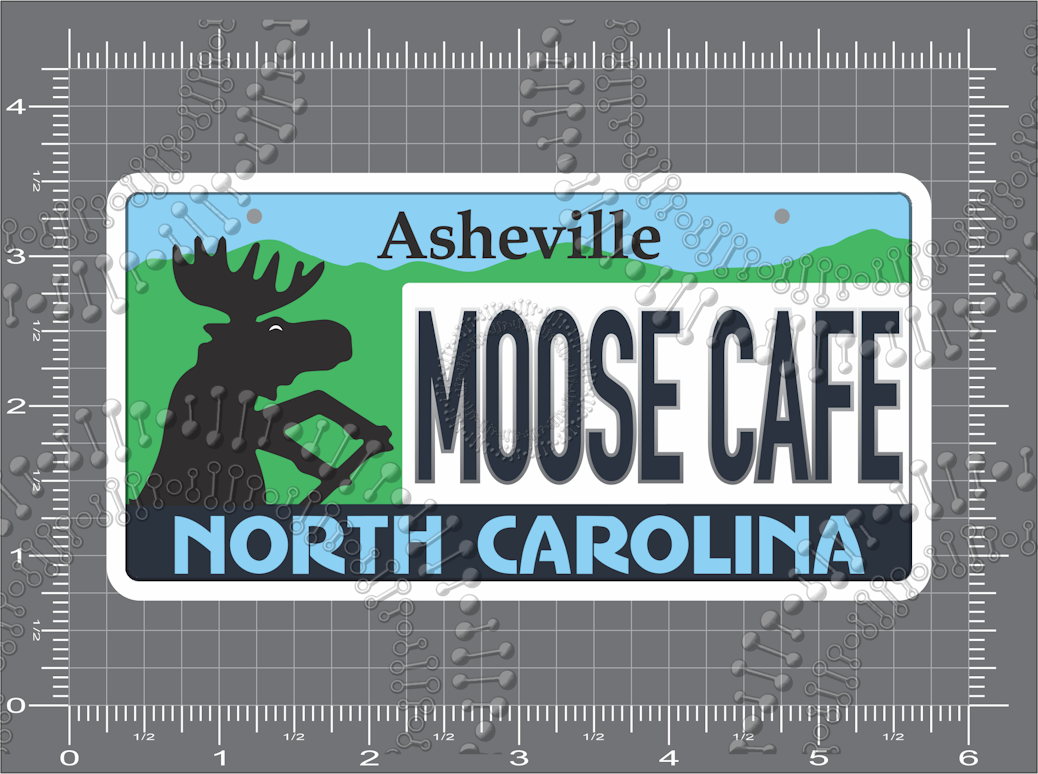 Asheville, NC - Moose Cafe License Plate Decal