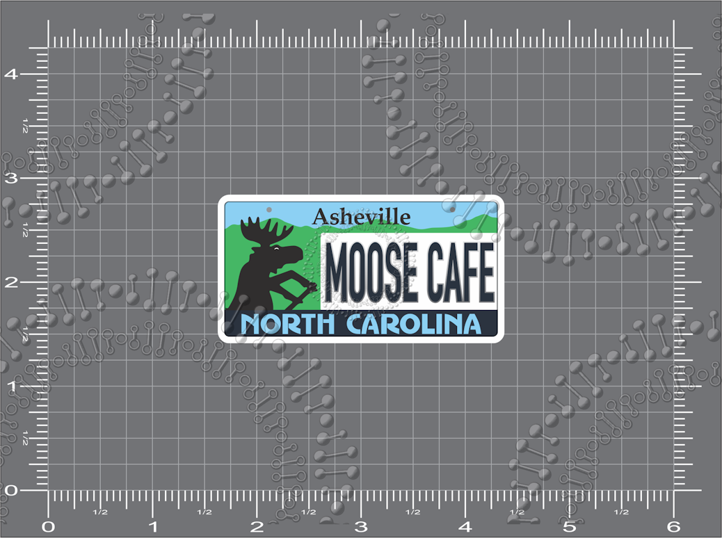 Asheville, NC - Moose Cafe License Plate Decal