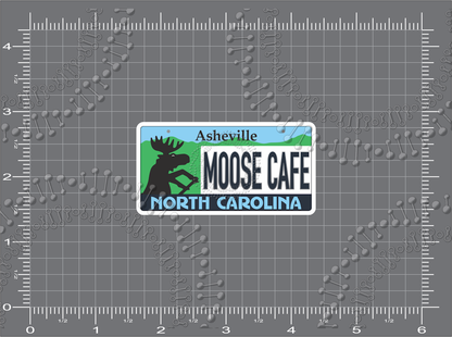 Asheville, NC - Moose Cafe License Plate Decal