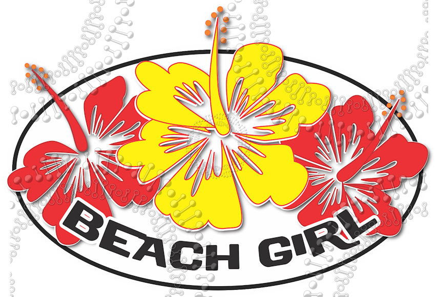 Beach Girl Red and Yellow Decal