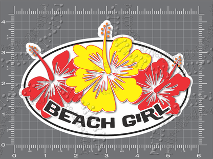 Beach Girl Red and Yellow Decal