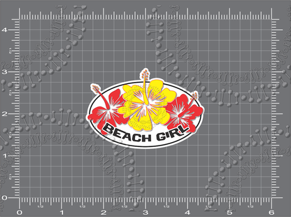 Beach Girl Red and Yellow Decal