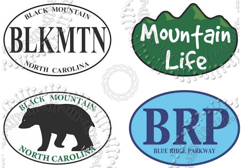 Black Mountain, NC -  Assorted - BLKMTN, Bear, BRP and Mountain Life Decal