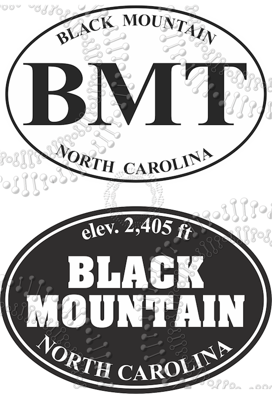 Black Mountain, NC - BMT White and Black Mountain Black Decal