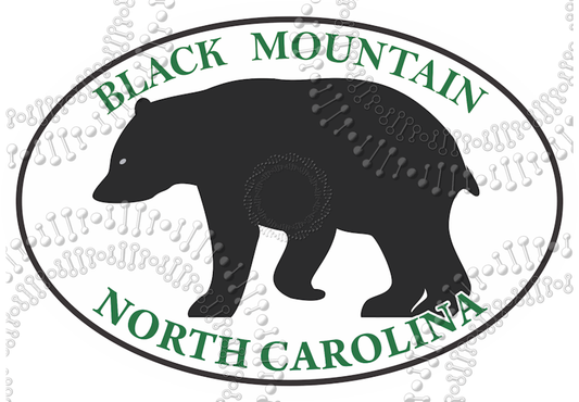 Black Mountain, NC - Black Mountain Bear with Green Text Decal