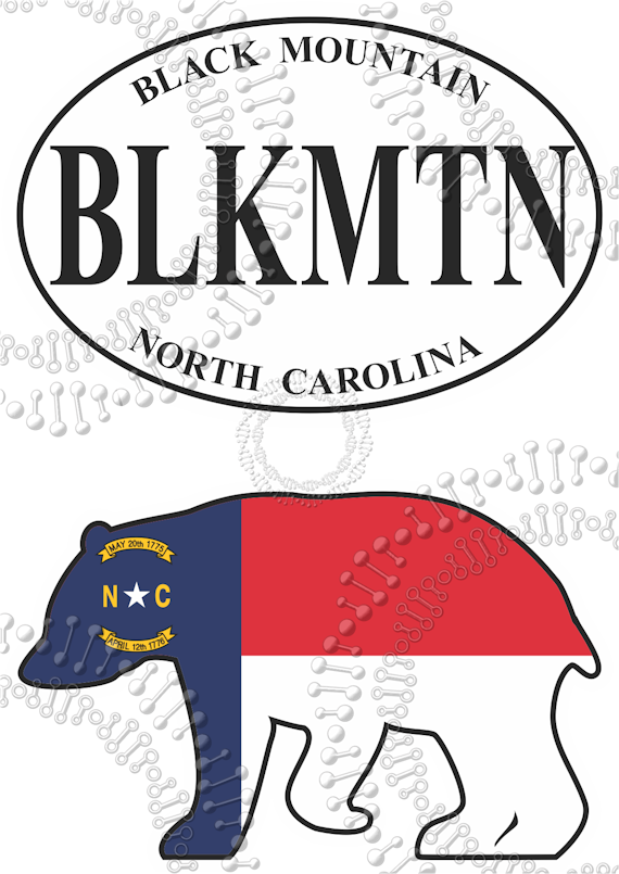 Black Mountain, NC - White BLKMTN and NC FLag Bear Decal