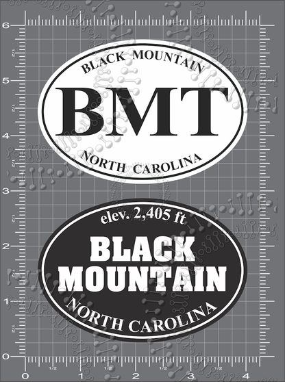 Black Mountain, NC - BMT White and Black Mountain Black Decal