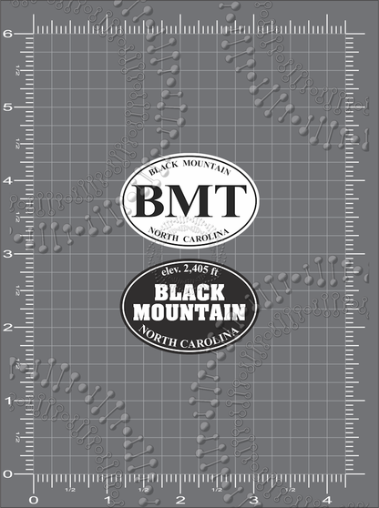 Black Mountain, NC - BMT White and Black Mountain Black Decal