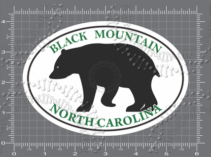 Black Mountain, NC - Black Mountain Bear with Green Text Decal