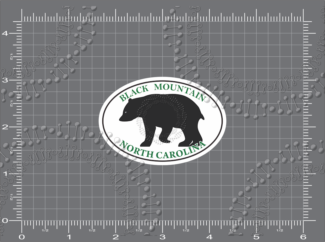 Black Mountain, NC - Black Mountain Bear with Green Text Decal