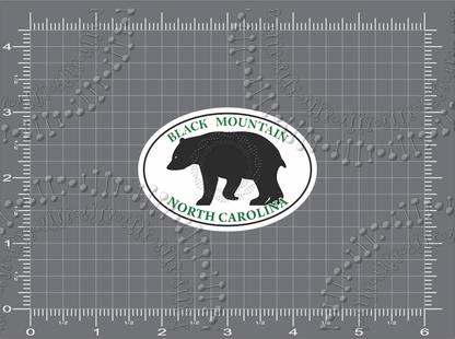 Black Mountain, NC - Black Mountain Bear with Green Text Decal