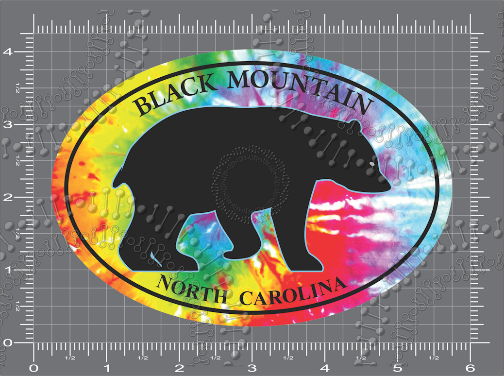 Black Mountain, NC - Black Mountain Tie Dye Bear Decal