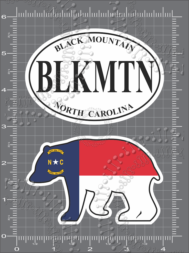 Black Mountain, NC - White BLKMTN and NC FLag Bear Decal