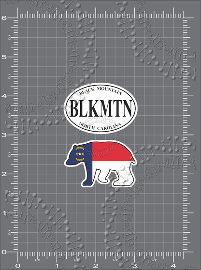 Black Mountain, NC - White BLKMTN and NC FLag Bear Decal