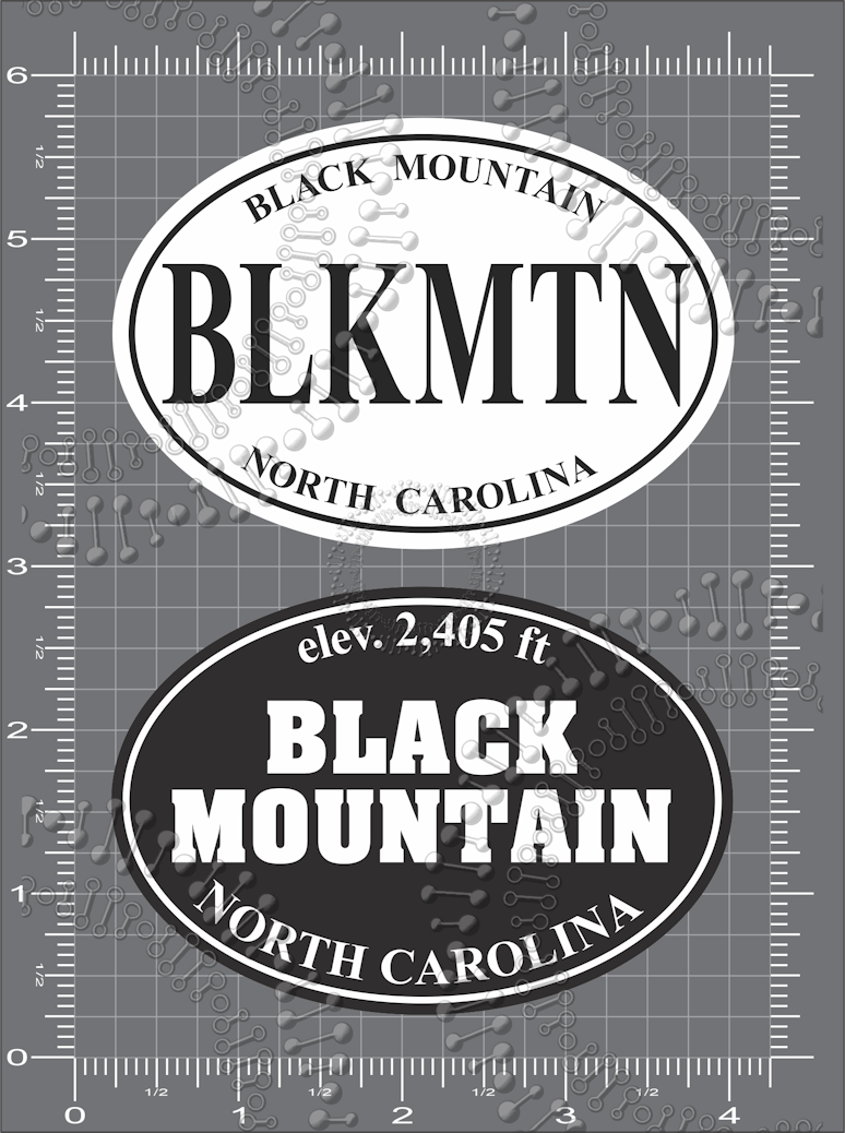 Black Mountain, NC - White BLKMTN with White Black Mountain Decal