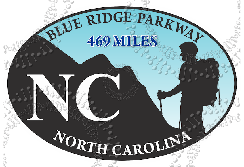 Blue Ridge Parkway, NC - Hiker with Blue Sky Decal