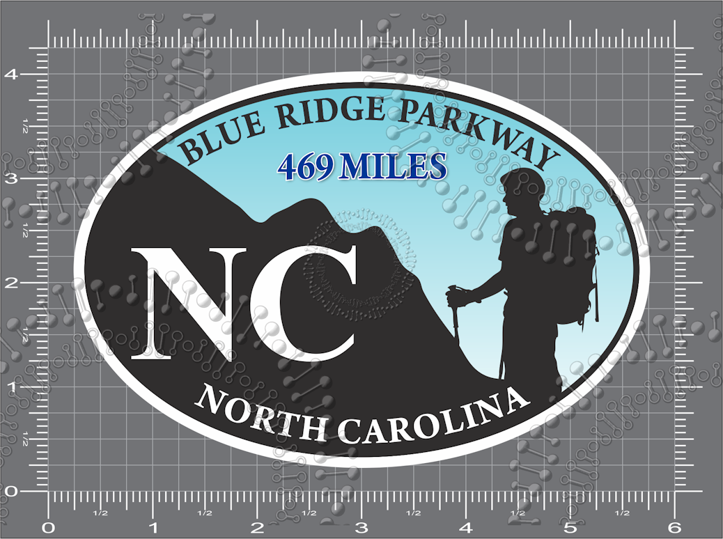 Blue Ridge Parkway, NC - Hiker with Blue Sky Decal