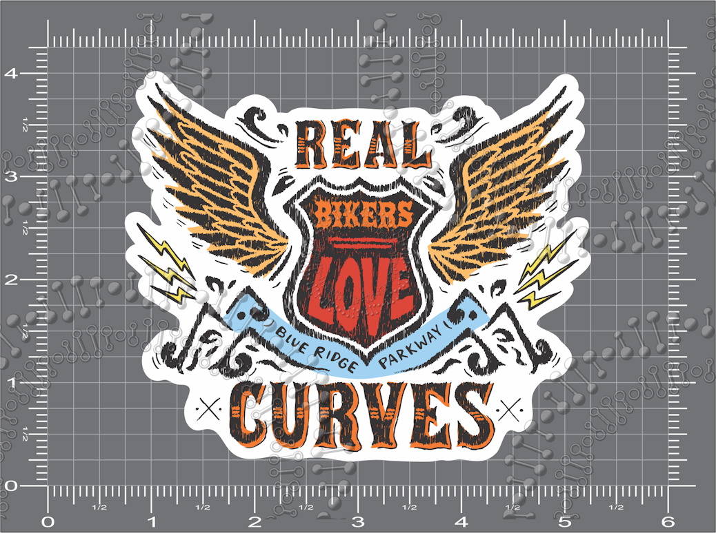 Blue Ridge Parkway, NC - Real Bikers Love Curves Decal