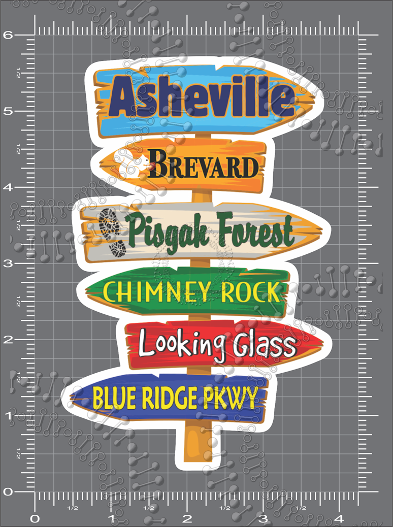 Brevard, NC - White Squirrel Directional Sign Decal