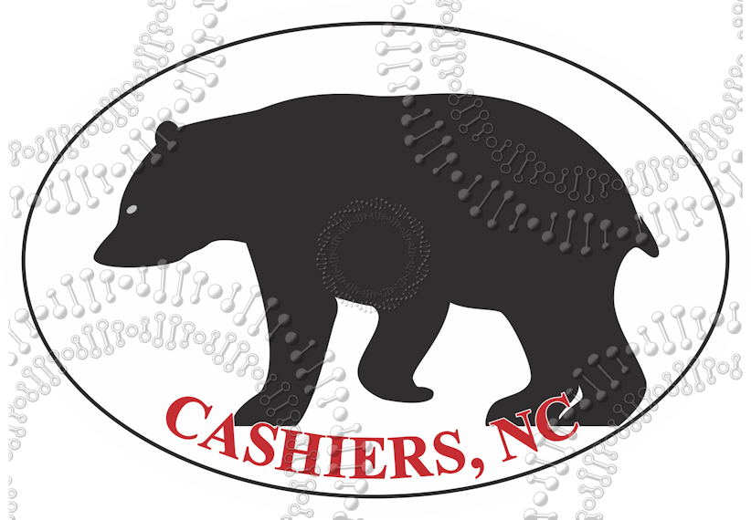 Cashiers, NC - Bear Silhouette with Red Text