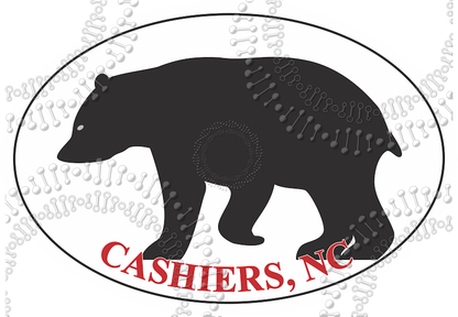 Cashiers, NC - Bear Silhouette with Red Text