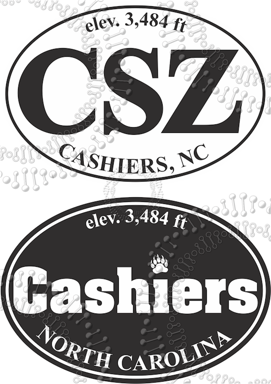 Cashiers, NC - Cashiers White CSZ Black with Elevation Decal