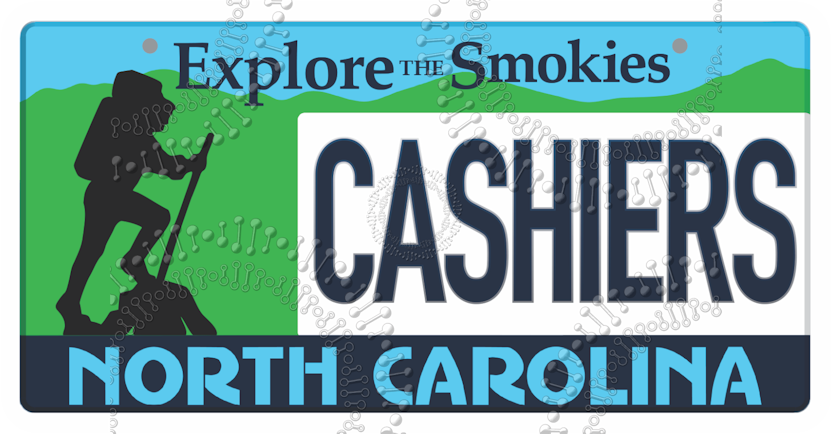 Cashiers, NC - Hiker License Plate Decal