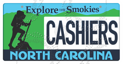 Cashiers, NC - Hiker License Plate Decal