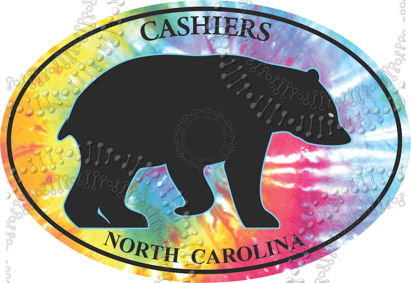 Cashiers, NC - Oval Tie Dye Decal