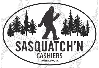 Cashiers, NC - Squatch'N - Black Decal