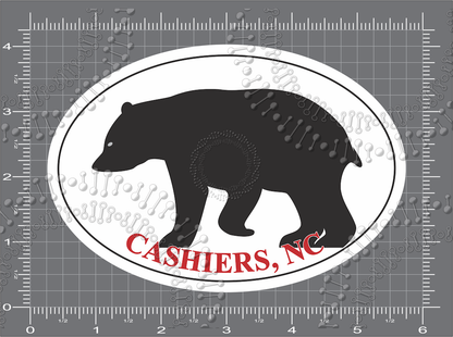 Cashiers, NC - Bear Silhouette with Red Text