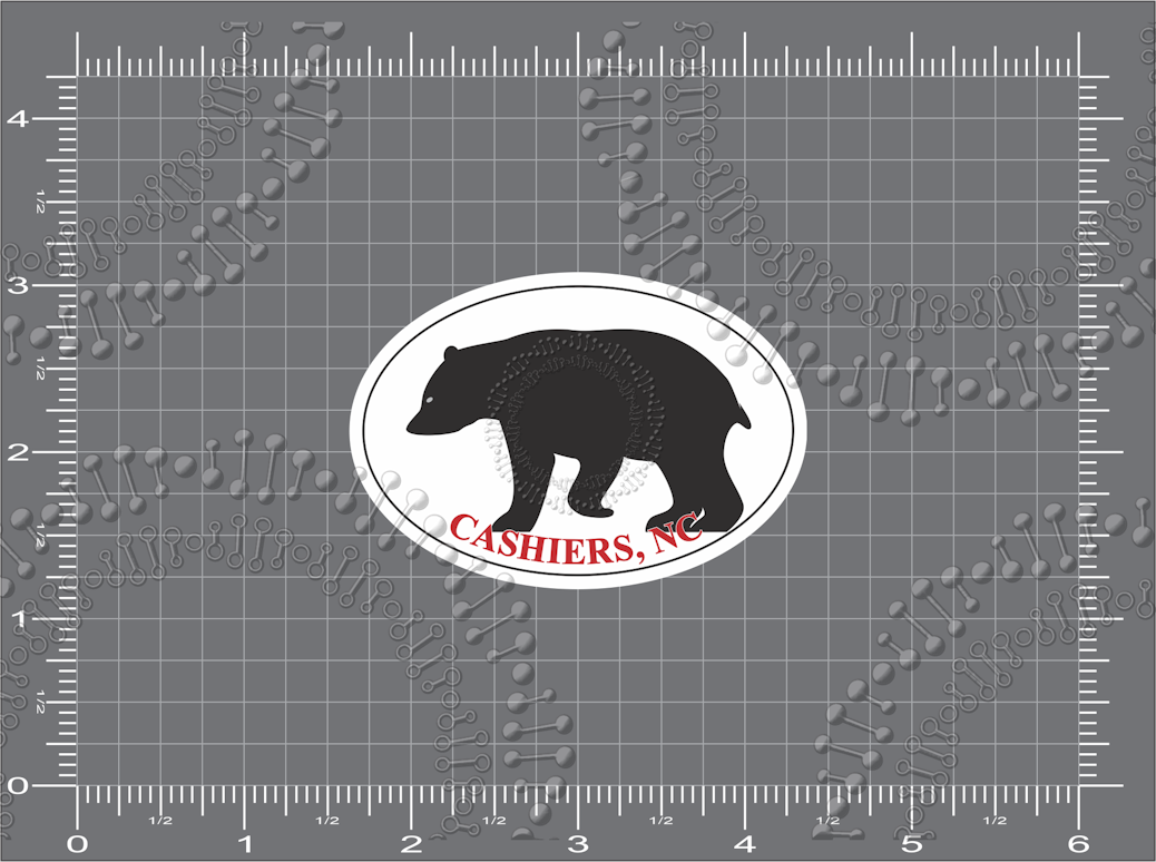 Cashiers, NC - Bear Silhouette with Red Text