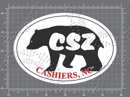 Cashiers, NC - CSZ Bear Silhouette Decal