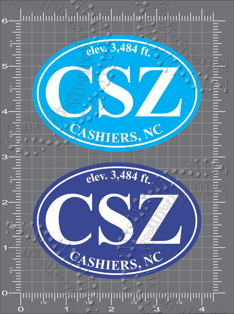 Cashiers, NC - CSZ Royal Blue and Cyan Decal