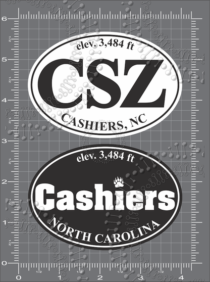 Cashiers, NC - Cashiers White CSZ Black with Elevation Decal