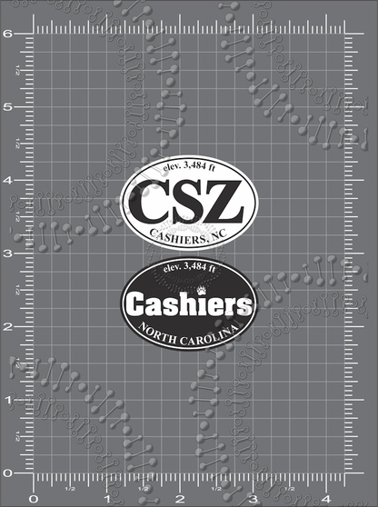 Cashiers, NC - Cashiers White CSZ Black with Elevation Decal